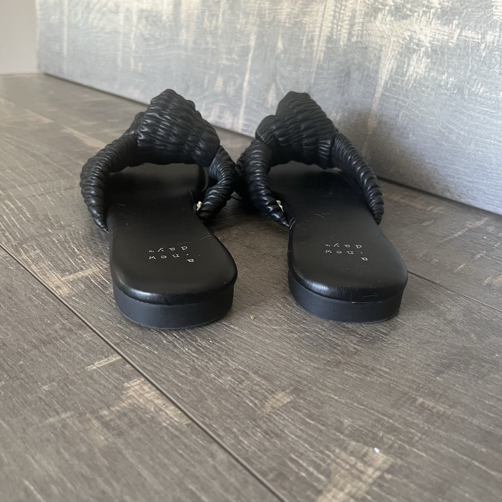 A New Day Black Knot Slide Sandals Womens Size 7 Square Toe Minimalist Comfort - Picture 5 of 9